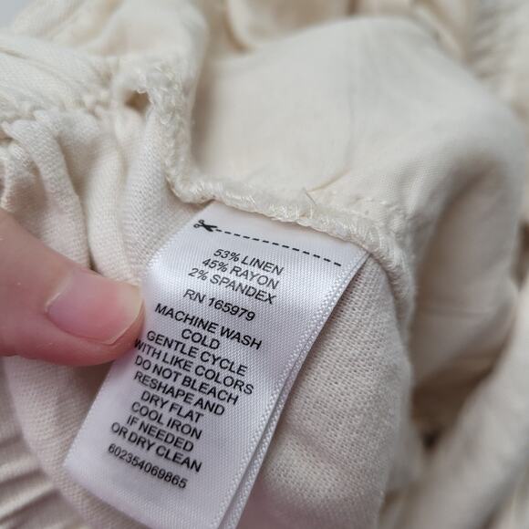 Flint and Moss linen high rise wide leg cream pants lagenlook - Picture 9 of 10